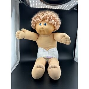 Coleco Cabbage Patch Kids Baby Doll 1984 Blue Eyes Wheat Yarn Hair HM4 Paci Face